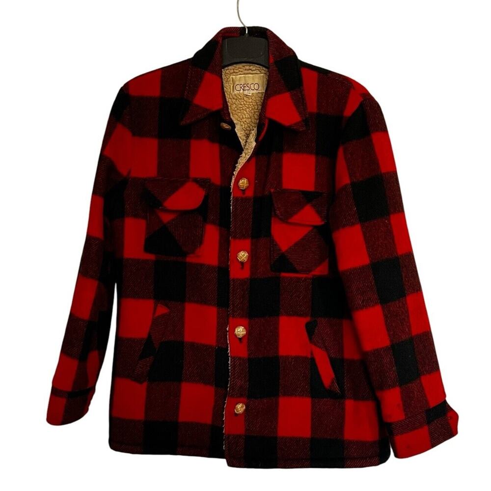 Cresco 50s Men's M Buffalo Plaid Sherpa Lined Mackinaw Jacket Thrashed